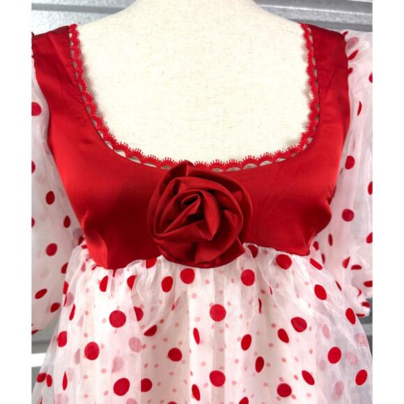 For Love & Lemons, Rhoda Dress, Red Polka Dot, Empire Waist, NWT, Womens Size S - Picture 4 of 9